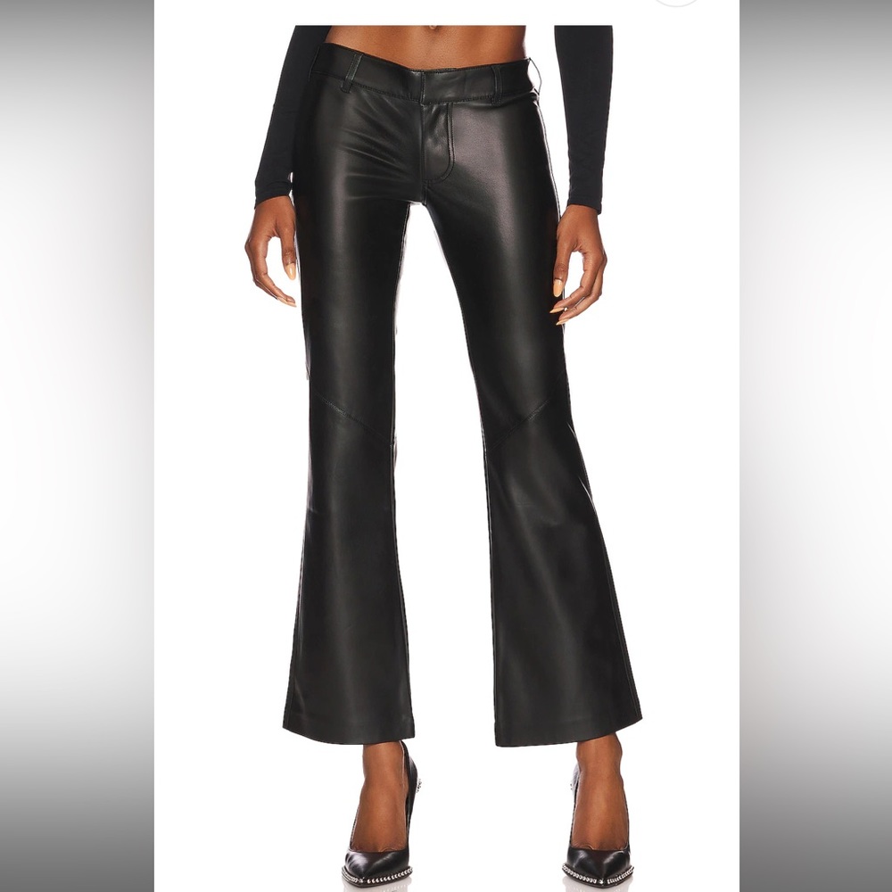 Free People Love Language Low-Rise Slim Faux Leather Flare Pants